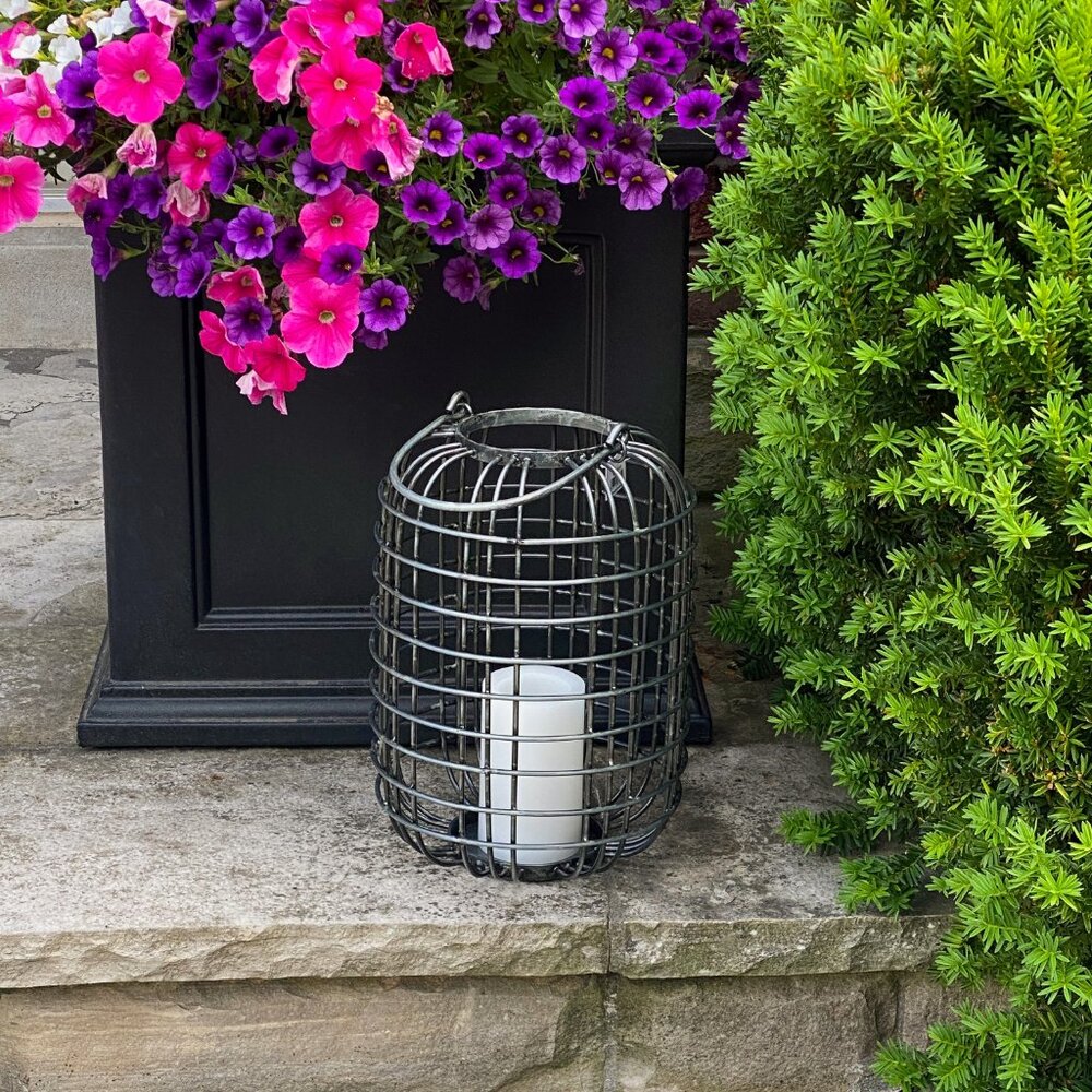 Abbott Collection Grid Metal Lantern with Handle | 13" H